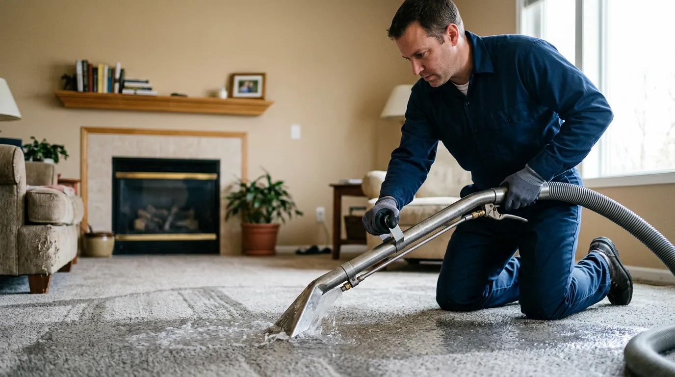 Water damage restoration technician working near West Rutland, VT